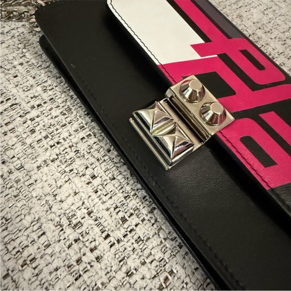 Prada Black and Pink Racing Stud lock wallet on chain - Picture 2 of 7